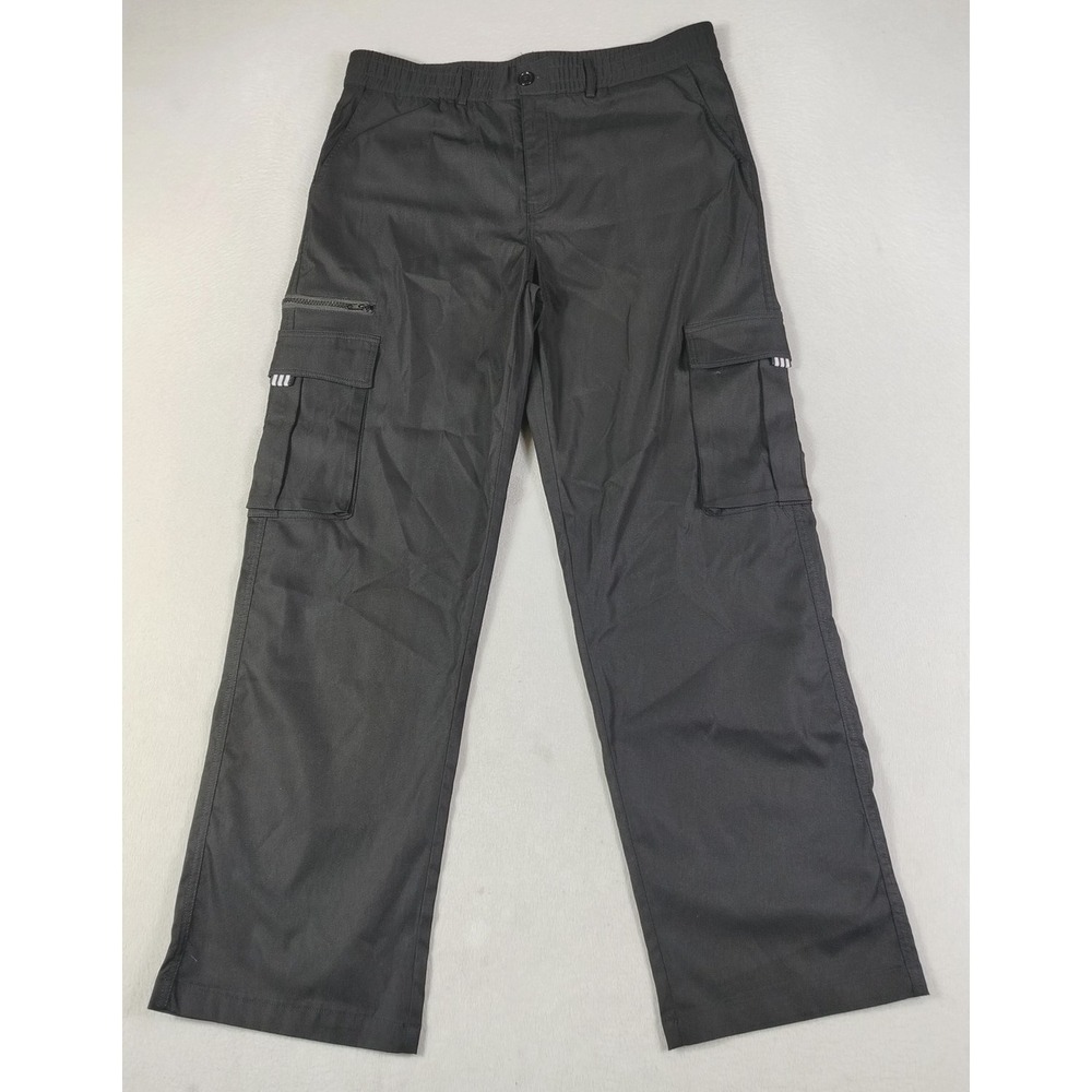 Manfinity Cargo Pants Mens 38 Black Relaxed Fit Elastic Waist Workwear Casual